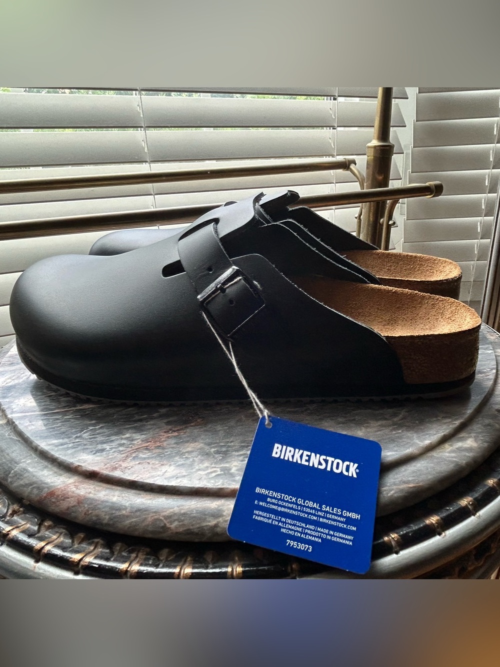 Birkenstock Black Boston Clog Mule with Buckle